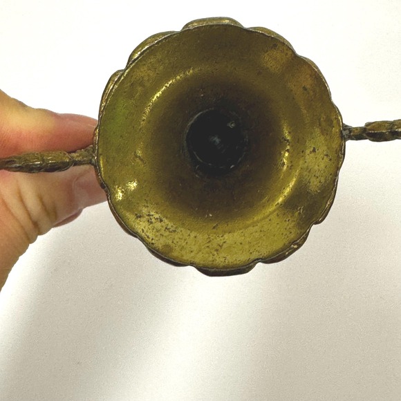 Vintage small brass bud vase: 4.75" tall Italian ornate - Picture 8 of 11